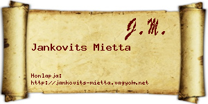 Jankovits Mietta névjegykártya